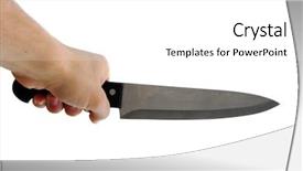  Presentation with human - Presentation theme with slayer - human hand holding a knife background and a  colored foreground
