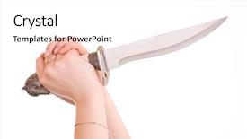  Presentation with stab - Beautiful PPT theme featuring slayer - knife in hand ready backdrop and a  colored foreground