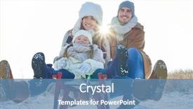  Presentation with winter family - Slide set featuring sledding - happy family with sled background and a teal colored foreground