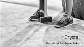  Presentation with tire - Presentation design having sledge hammer - portrait of a young beautiful background and a  colored foreground