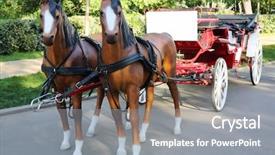  Presentation with artificial intelligence vehicle - Slide set featuring sledge of horses harnessed wagon background and a gray colored foreground