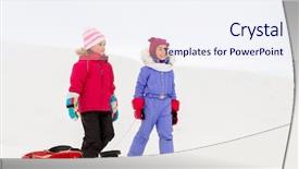  Presentation with season - Beautiful PPT layouts featuring sledges - childhood sledging and season concept backdrop and a sky blue colored foreground