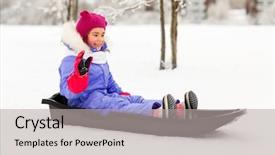  Presentation with childhood - Colorful slide deck enhanced with sledges - childhood sledging and season concept backdrop and a light gray colored foreground