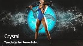  Presentation with crossfit fitness trx training exercises - Slides consisting of sledges - woman with hammer sledge fitness background and a dark gray colored foreground