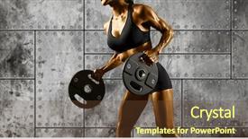  Presentation with crossfit fitness trx training exercises - Cool new PPT layouts with sledges - woman with hammer sledge fitness backdrop and a tawny brown colored foreground
