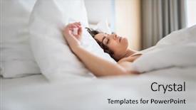  Presentation with sleeping - Audience pleasing slide deck consisting of sleep - beautiful young woman sleeping bed backdrop and a light gray colored foreground
