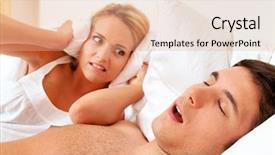  Presentation with couple - Audience pleasing PPT theme consisting of sleep apena - couple in scvhlafzimmer husband snores backdrop and a coral colored foreground