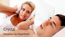  Presentation with sleep - Theme featuring sleep apena - husband snores loud and unpleasant background and a coral colored foreground