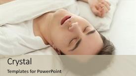  Presentation with bed - Presentation theme with sleep apena - tired young man sleeping background and a mint green colored foreground