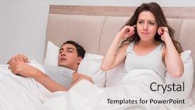  Presentation with snoring - Cool new presentation with sleep apena - woman having trouble with husband backdrop and a lemonade colored foreground