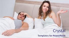  Presentation with snoring - Presentation theme with sleep apena - woman having trouble with husband background and a sky blue colored foreground