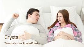  Presentation with bed - Presentation theme featuring sleep apena - young irritated woman lying background and a lemonade colored foreground