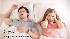  Presentation with snoring - Slide deck consisting of sleep apena - young irritated woman lying background and a lemonade colored foreground