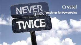  Presentation with i think - Theme enhanced with sleep brain - never think twice sign background and a ocean colored foreground