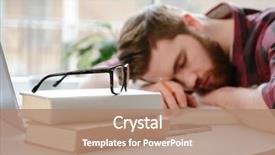  Presentation with sleepy yawning man driving car - Presentation theme with sleep brain - photo of sleeping bearded young background and a coral colored foreground