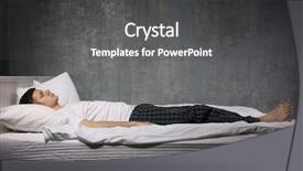  Presentation with sleeping - PPT layouts enhanced with sleep disorders - young man sleeping in bed background and a dark gray colored foreground