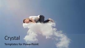  Presentation with sleeping - Beautiful presentation theme featuring sleep dreams - blonde girl sleeping backdrop and a seafoam green colored foreground