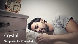  Presentation with sleeping - Colorful slide set enhanced with sleep dreams - handsome brown-haired guy sleeping tight backdrop and a gray colored foreground