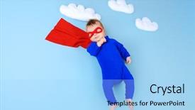  Presentation with baby sleep - Colorful presentation theme enhanced with sleep dreams - newborn baby little super hero backdrop and a light blue colored foreground