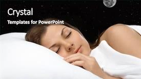  Presentation with dreams - PPT theme enhanced with sleep dreams - portrait of the sleeping woman background and a black colored foreground
