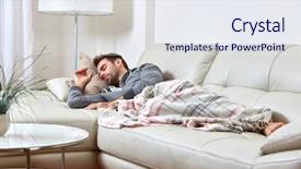  Presentation with sleeping - Presentation theme enhanced with sleep dreams - sleeping man background and a sky blue colored foreground