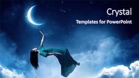  Presentation with night sky - Slide set featuring sleep dreams - woman in night sky background and a navy blue colored foreground