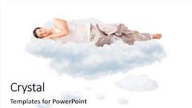  Presentation with joyful - Beautiful presentation theme featuring sleep dreams - young joyful man in pajamas backdrop and a white colored foreground