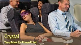  Presentation with airplane night - PPT theme enhanced with sleep during night flight airplane background and a tawny brown colored foreground