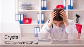  Presentation with sleep - Slide set having sleep lab - aged female doctor working background and a  colored foreground