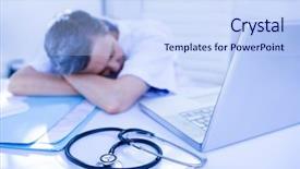  Presentation with medical desk - PPT theme with sleep lab - female doctor sleeping on desk background and a  colored foreground