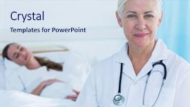  Presentation with asian doctor obese patient - PPT theme consisting of sleep lab - female doctor smiling at camera background and a sky blue colored foreground