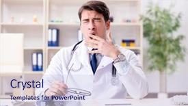  Presentation with doctor office - Beautiful PPT layouts featuring sleep lab - young doctor sitting backdrop and a sky blue colored foreground