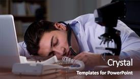  Presentation with doctor office - PPT theme enhanced with sleep lab - young doctor working late background and a tawny brown colored foreground
