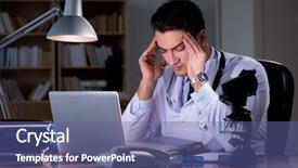  Presentation with doctor office - Colorful PPT theme enhanced with sleep lab - young doctor working late backdrop and a ocean colored foreground