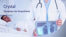  Presentation with xray - Presentation theme consisting of sleep lab bed - composite image of doctor looking background and a  colored foreground
