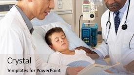  Presentation with asian doctor obese patient - Amazing slide deck having sleep lab bed - doctors visiting child patient backdrop and a coral colored foreground