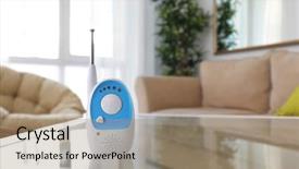  Presentation with nanny - PPT theme consisting of sleep waves - baby monitor on table background and a  colored foreground