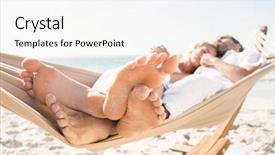  Presentation with sleeping - PPT theme having sleep waves - couple sleeping in hammock background and a white colored foreground