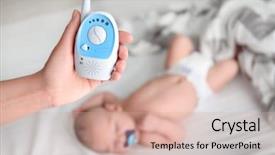  Presentation with baby sleeping - Beautiful slides featuring sleep waves - nanny holding baby monitor backdrop and a soft green colored foreground