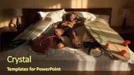  Presentation with wake up - Slide deck with sleep waves - surfer wake-up with his boards background and a tawny brown colored foreground