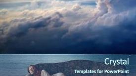  Presentation with sleeping - Cool new PPT theme with sleep waves - woman sleeping on the sofa backdrop and a ocean colored foreground