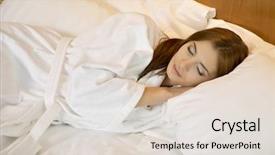  Presentation with bed - Cool new slides with sleep well - beautiful brunette woman in bed backdrop and a lemonade colored foreground