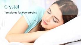  Presentation with being a single woman - Beautiful slide deck featuring sleep well - beautiful young woman sleeping backdrop and a  colored foreground