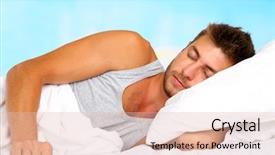  Presentation with belt bed - PPT theme consisting of sleep well - handsome young man in bed background and a lemonade colored foreground