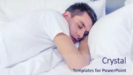  Presentation with bed hotel - Beautiful slides featuring sleep well - hotel travel and happiness concept backdrop and a sky blue colored foreground