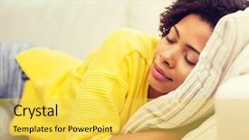  Presentation with african people - Slide deck consisting of sleep well - people rest comfort and leisure background and a yellow colored foreground