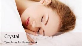  Presentation with sleeping - PPT theme with sleep well - sleeping woman lying in bed background and a lemonade colored foreground