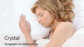  Presentation with fair - Slides enhanced with sleep well - young fair-haired woman asleep background and a  colored foreground