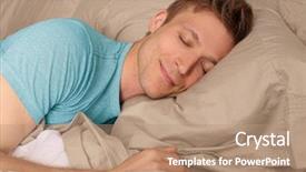  Presentation with sleeping - Slide set enhanced with sleep well - young man peacefully sleeping background and a coral colored foreground