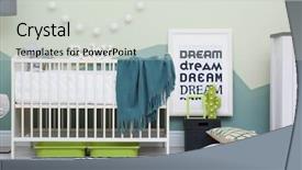  Presentation with sleeping baby - PPT theme featuring sleeping arangements - beautiful interior of baby room background and a  colored foreground